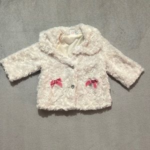 Fuzzy white formal toddler coat